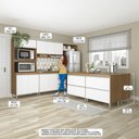 Ver imagem 2 de Cozinha Modulada 280cm Balcão Ilha Grande 8pçs Menu Móveis Branco Avelã