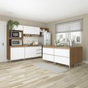 Ver imagem 1 de Cozinha Modulada 280cm Balcão Ilha Grande 8pçs Menu Móveis Branco Avelã