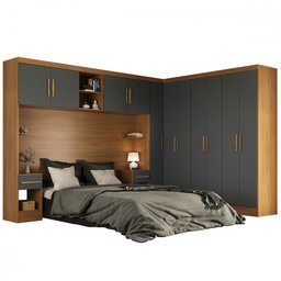Guarda-roupa Casal Modulado Soberano 11 Portas 5 Gavetas Cinamomo/chumbo - Panorama Móveis - 5