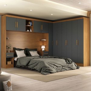Guarda-roupa Casal Modulado Soberano 11 Portas 5 Gavetas Cinamomo/chumbo - Panorama Móveis