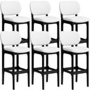 Ver imagem 1 de Kit 06 Banquetas Alta para Cozinha Madeira Fixa Betta L02 Preto Facto Branco - Lyam Decor