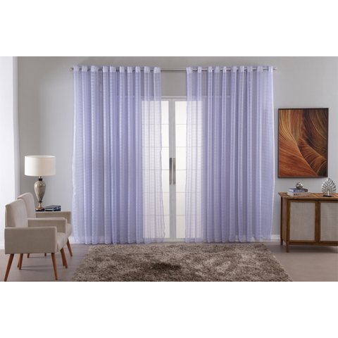 Cortina Voil Xadrez para Sala, Quarto e Cozinha 6,00 X 2,80 Lilás