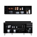 Ver imagem 5 de Conjunto Balcão de Cozinha com Tampo Apex Armário Aéreo Mdp/bp Preto G96 - Gran Belo