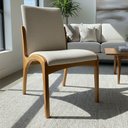 Ver imagem 1 de Cadeira Aura Estofada Estrutura em Madeira Maciça Linho 28 Areia Conforto para Sala de Jantar Mobí