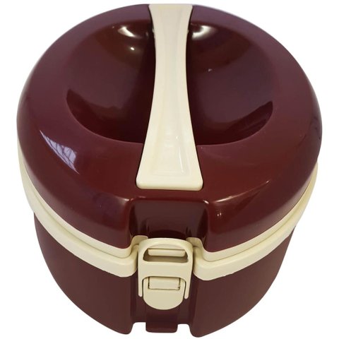 Termoprato 1,5l Marmita Prato Triplo Térmico Alça Microondas Bordô