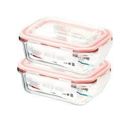 Kit Potes De Vidro Herméticos 2 Peças Retangular 370ml - 1