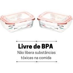 Kit Potes De Vidro Herméticos 2 Peças Retangular 370ml - 5