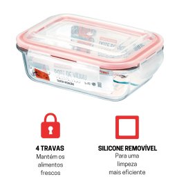 Kit Potes De Vidro Herméticos 2 Peças Retangular 370ml - 2