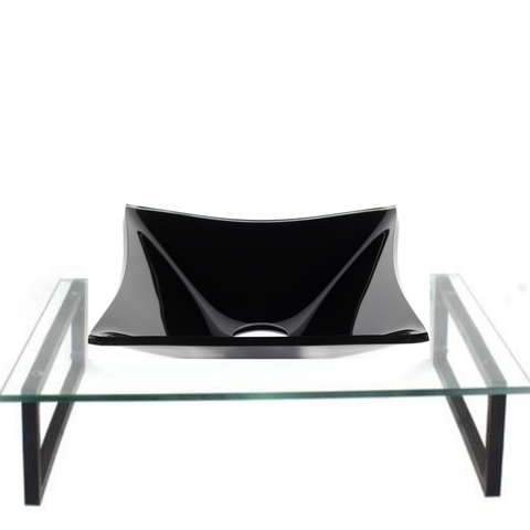 Kit Cuba de Vidro + Tampo + Suporte - Gabinete P/ Banheiros:preto