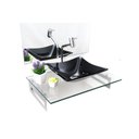 Ver imagem 2 de Kit Cuba de Vidro + Tampo + Suporte - Gabinete P/ Banheiros:preto