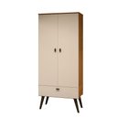 Ver imagem 3 de Guarda Roupa Armário Encanto com 1 Gavetao 2 Portas e Pés Estilo Retrô - Cinamomo/Offwhite