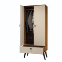 Ver imagem 4 de Guarda Roupa Armário Encanto com 1 Gavetao 2 Portas e Pés Estilo Retrô - Cinamomo/Offwhite