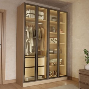 Guarda-roupa 4 Portas Reflecta com Led 100% Mdf Orion Cabecasa Madeiramadeira