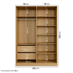Guarda-roupa 4 Portas Reflecta com Led 100% Mdf Orion Cabecasa Madeiramadeira - 3