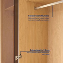 Guarda-roupa 4 Portas Reflecta com Led 100% Mdf Orion Cabecasa Madeiramadeira - 7