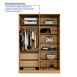 Guarda-roupa 4 Portas Reflecta com Led 100% Mdf Orion CabeCasa MadeiraOriginals - 10