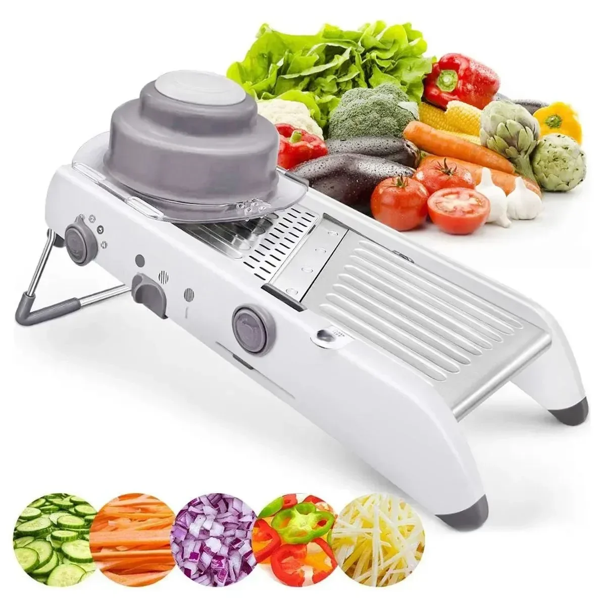 Cortador Ralador Fatiador Legumes Verduras Mandoline Inox Cor:branco - 5