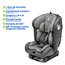 Ver imagem 5 de Cadeirinha Cadeira de Bebê para Auto Carro 0 a 36kg Isofix 360° G0g1g2g3 Infantil Cinza Cinto