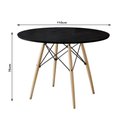 Ver imagem 2 de Mesa Eames Eiffel Redondo Tampo De Madeira 110Cm Preto Preto