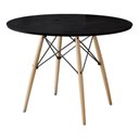 Ver imagem 1 de Mesa Eames Eiffel Redondo Tampo De Madeira 110Cm Preto Preto