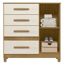 Ver imagem 3 de Cômoda para Quarto 98cm com 4 Gavetas Baco Freijo/off Z17 - Mpozenato