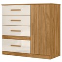 Ver imagem 4 de Cômoda para Quarto 98cm com 4 Gavetas Baco Freijo/off Z17 - Mpozenato