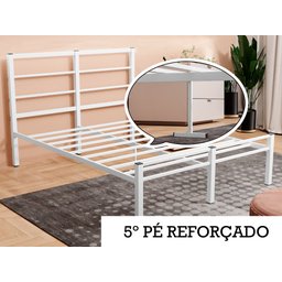 CAMA CASAL CRISTAL FERRO/AÇO COM 3 BARRAS P/ATE 250 KG -SUPER REFORÇADA - HOTEL -POUSADA - BRANCA - 4