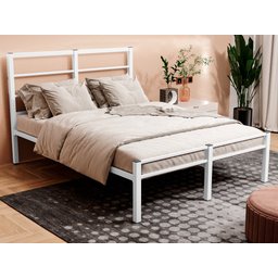 CAMA CASAL CRISTAL FERRO/AÇO COM 3 BARRAS P/ATE 250 KG -SUPER REFORÇADA - HOTEL -POUSADA - BRANCA - 2