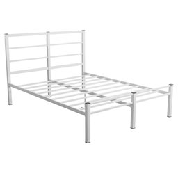 CAMA CASAL CRISTAL FERRO/AÇO COM 3 BARRAS P/ATE 250 KG -SUPER REFORÇADA - HOTEL -POUSADA - BRANCA - 3