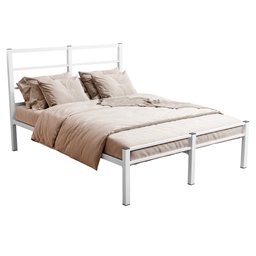 CAMA CASAL CRISTAL FERRO/AÇO COM 3 BARRAS P/ATE 250 KG -SUPER REFORÇADA - HOTEL -POUSADA - BRANCA - 8