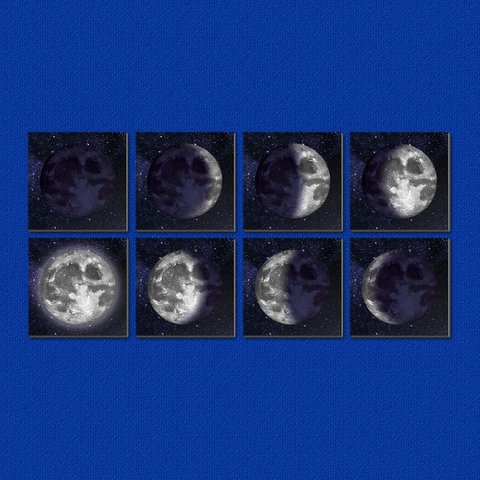 Fases da Lua - Quadros ou Placas Modulares com 8 Peças