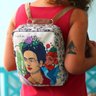 Bolsa Mochila Estampada Frida Kahlo Cacto e Flor - 5