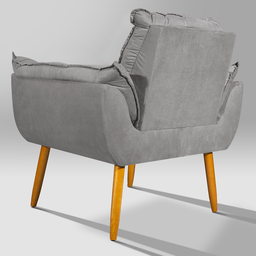 Poltrona Decorativa Recepção Luxo Cinza - Pé Palito - 5