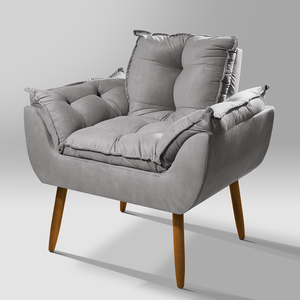 Poltrona Decorativa Recepção Luxo Cinza - Pé Palito