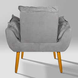 Poltrona Decorativa Recepção Luxo Cinza - Pé Palito - 6