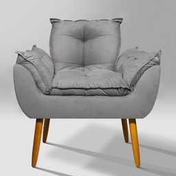 Poltrona Decorativa Recepção Luxo Cinza - Pé Palito - 2