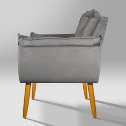 Poltrona Decorativa Recepção Luxo Cinza - Pé Palito - 3
