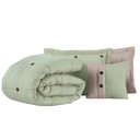 Ver imagem 1 de Kit Cobre Leito Colcha Queen Button 200 Fios Bordado 7 Peças - Verde