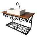 Ver imagem 4 de Linda Bancada de Madeira e Ferro Vintage Funcional para Banheiros Libertas Rosas Artesanato Bancada