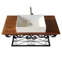 Ver imagem 6 de Linda Bancada de Madeira e Ferro Vintage Funcional para Banheiros Libertas Rosas Artesanato Bancada