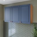 Ver imagem 1 de Armário Aéreo 3 Portas 120 cm Pérola Yescasa Azul/Freijó