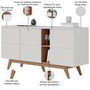 Ver imagem 6 de Kit para Sala de Jantar Buffet Íris com Cristaleira Martin C04 Off White Matte Freijó - Lyam Lyam de