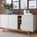 Ver imagem 3 de Kit para Sala de Jantar Buffet Íris com Cristaleira Martin C04 Off White Matte Freijó - Lyam Lyam de