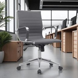 Kit 6 Cadeiras de Escritório Diretor Eames em Couro - Preta - 7
