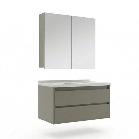 Conjunto de Banheiro Gabinete com Pia e Espelheira 2 Portas 2 Gavetas 82cm Multimóveis CR10173