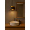 Ver imagem 2 de Pendente Cozinha Quarto Balcão Bancada Moderno Alumínio Bivolt Preto com Dourado