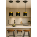 Ver imagem 4 de Pendente Cozinha Quarto Balcão Bancada Moderno Alumínio Bivolt Preto com Dourado