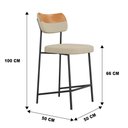Ver imagem 4 de Banqueta Média Cozinha Lila Estofada Couríssimo Whisky Linho Bege - Desk Design