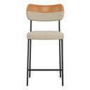 Ver imagem 2 de Banqueta Média Cozinha Lila Estofada Couríssimo Whisky Linho Bege - Desk Design