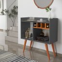 Ver imagem 1 de Aparador Sala de Estar Cozinha Café Adega Barzinho Pés Palito Retrô Decorativo Rubi - Cinza/ Nature